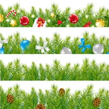 Border with christmas tree set Illustrazione stock