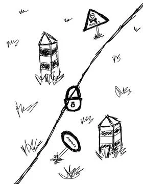 Border is closed. Concept of conflict between neighboring countries. Illustrazione stock