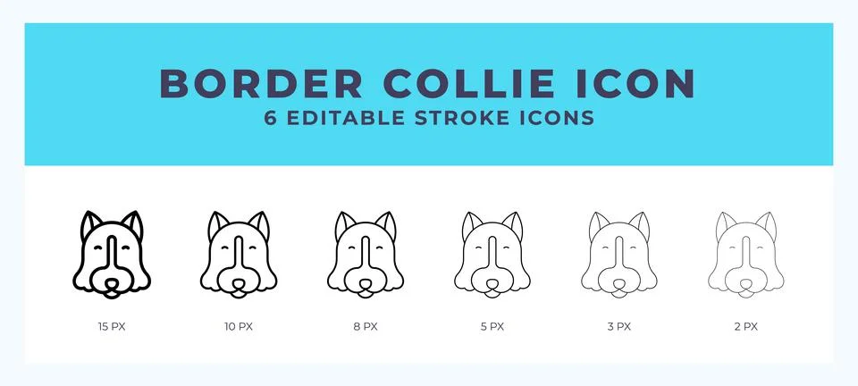 Border collie vector icon. With different stroke vector illustration. Stock Illustration