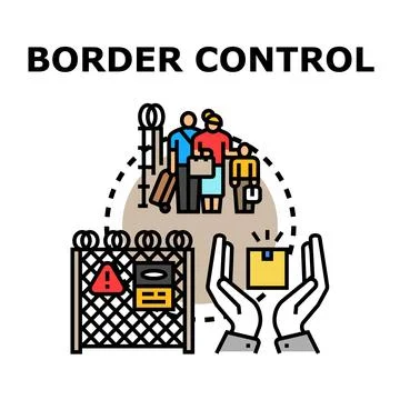 Border control concept illustrating migration regulations and security イラスト素材