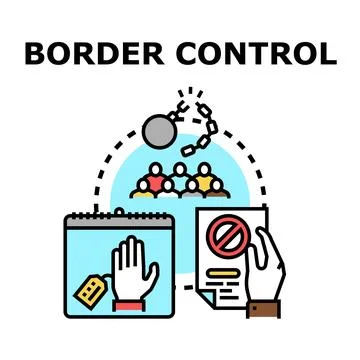 Border control concept illustrating migration regulation procedures Stock Illustration