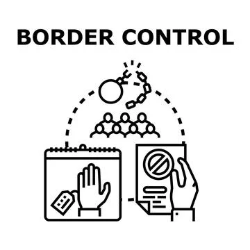 Border control concept illustrating migration regulation procedures Stock Illustration