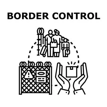 Border control concept illustrating migration regulations and security Ilustração Stock