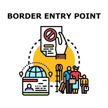Border control entry point for international travelers Stock Illustration