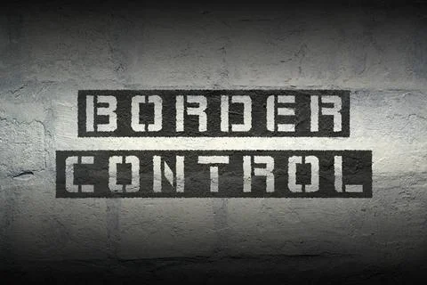 Border control gr border control stencil print on the grunge white brick w... Stock Photos