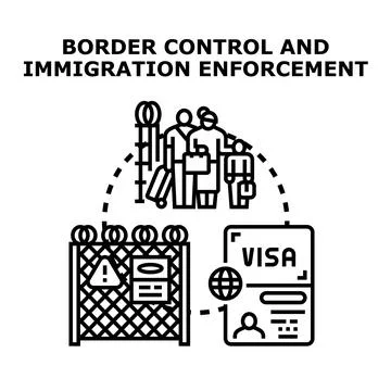Border control immigration enforcement visa approval process Stock Illustration