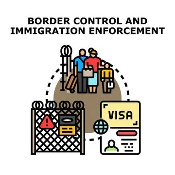 Border control immigration enforcement visa approval process Stock Illustration