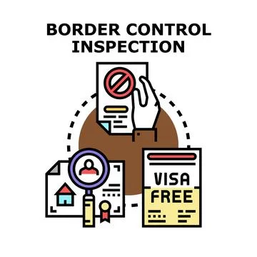 Border control inspection process for international travel Stock Illustration