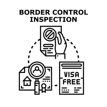 Border control inspection process for international travel Stock Illustration