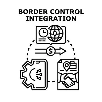 Border control integration concept exploring global partnership Stock Illustration