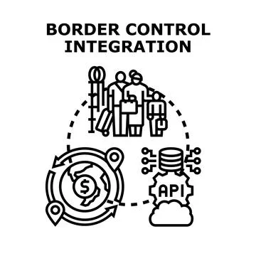 Border control integration managing international travel data イラスト素材