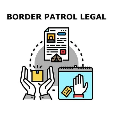 Border control legal migration management document concept Stock Illustration