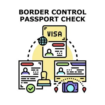 Border control passport check process illustration イラスト素材