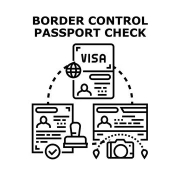 Border control passport check process illustration イラスト素材