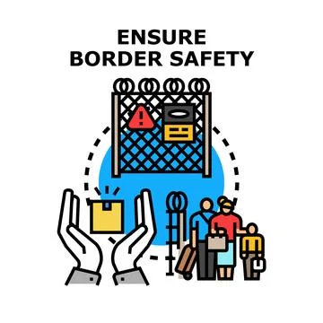 Border control safety and security concept for migrants Stock Illustration