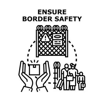 Border control safety and security concept for migrants イラスト素材
