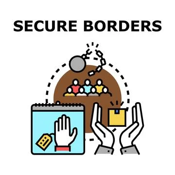 Border controls ensuring safety and regulated movement Stockillustratie