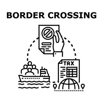 Border crossing regulation concept with global journey Stock Illustration