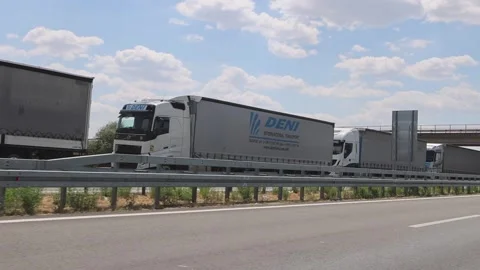 Border Crossing Trucks Stock Footage 333566100