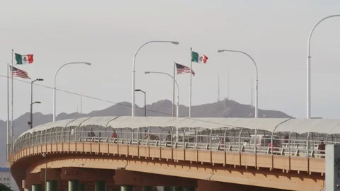 Border Crossing US - Mexico Bridge Stock Footage 96170312