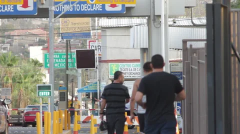 Border Crossing US-Mexico, Tecate Mexico Stock Footage 29399587