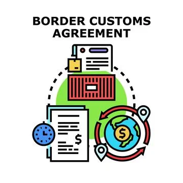 Border customs agreement regulating international trade logistics process Stock Illustration