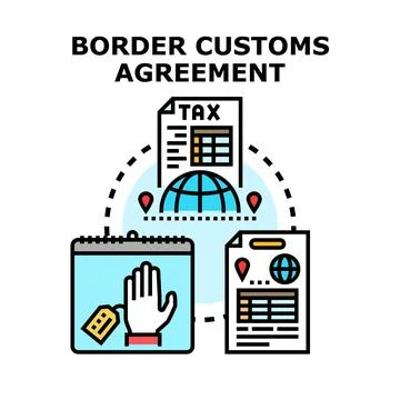 Border customs agreement regulating international trade tax declaration Stock Illustration