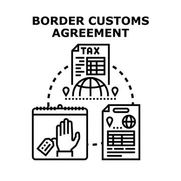 Border customs agreement regulating international trade tax declaration Stock Illustration