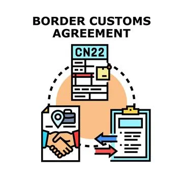 Border customs agreement workflow document exchange concept Stock Illustration