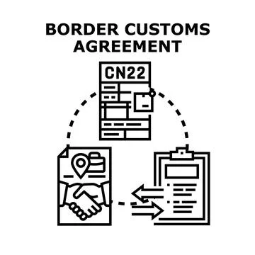 Border customs agreement workflow document exchange concept Stock Illustration