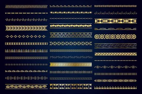 Border decoration elements patterns Stock Illustration