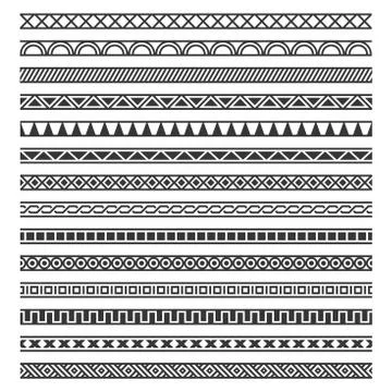 Border Decoration Seamless Patterns Set on White Background. Vector Stock Illustration