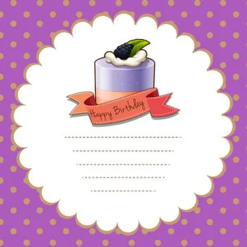 Border design with blueberry cake Stock Illustration
