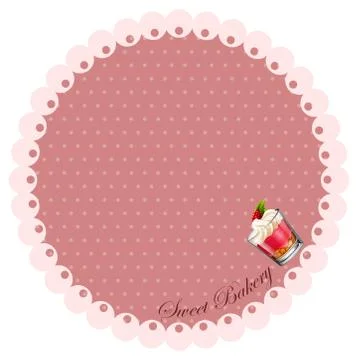 Border design with cake in glass Stock Illustration
