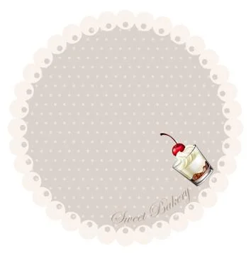 Border design with cake in glass Stock Illustration