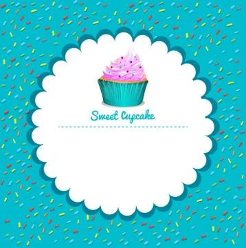 Border design with cupcake 스톡 일러스트
