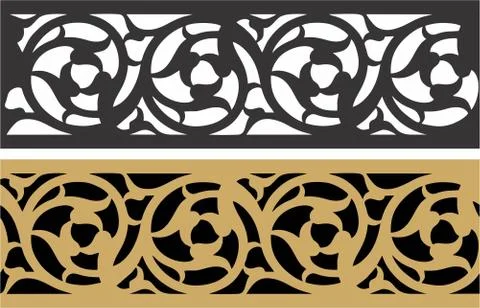 Border design Laser cut cnc panel design for metal, wooden room divider. Stock Illustration