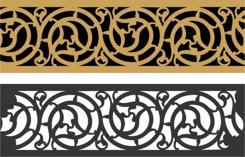 Border design Laser cut cnc panel design for metal, wooden room divider. Stock Illustration