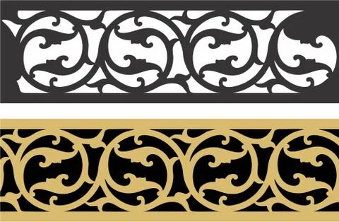 Border design Laser cut cnc panel design for metal, wooden room divider. Stock Illustration