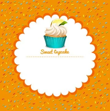 Border design with lemon cupcake Stock Illustration
