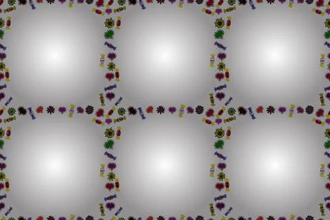 Border design is pattern in doodles art style. Illustration in blue, red and whi Stock Illustration