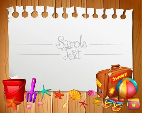 Border design with summer objects Stock Illustration