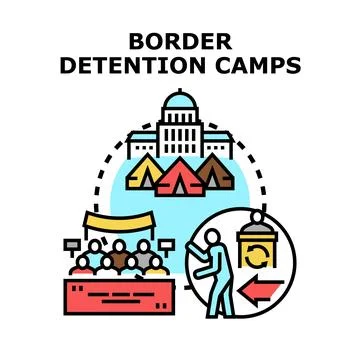 Border detention camps vector concept illustration Stock Illustration