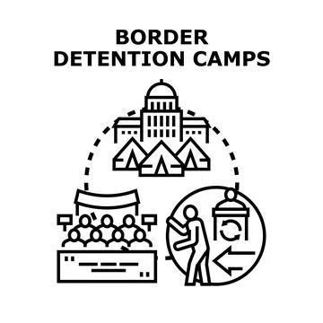 Border detention camps vector concept illustration Ilustração Stock