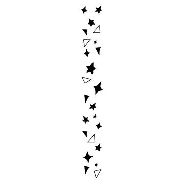 Border from doodle shapes star, triangle abstract style simple isolated on white Illustrazione stock