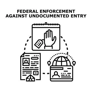 Border enforcement managing illegal entry migration documentation Stock Illustration