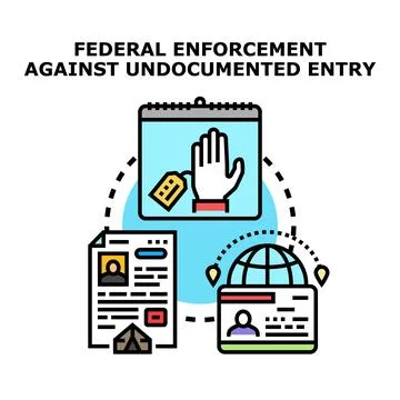 Border enforcement managing illegal entry migration documentation Stock Illustration