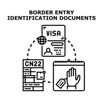 Border entry identification documents concept illustrating travel regulations Ilustración de archivo