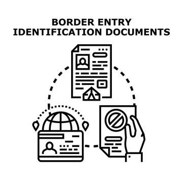 Border entry identification documents concept illustration Stock Illustration