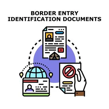 Border entry identification documents concept illustration Stock Illustration